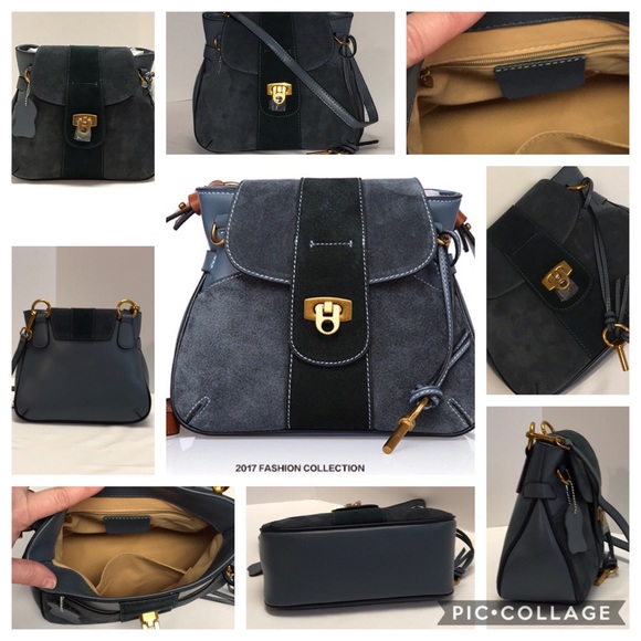 Small Luxury Suede & Leather Messenger Bag - Picture 7 of 8